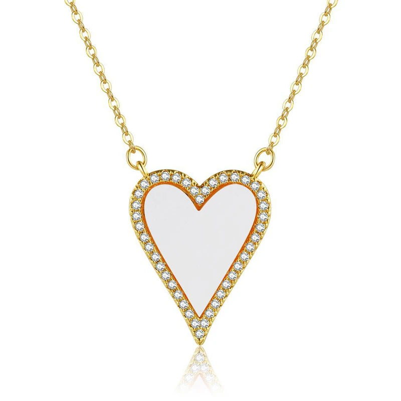 Collana con ciondolo a forma di cuore in pietra naturale Vintage in acciaio inossidabile per donna ragazza clavicola catena girocollo zircone gioielli di moda regalo