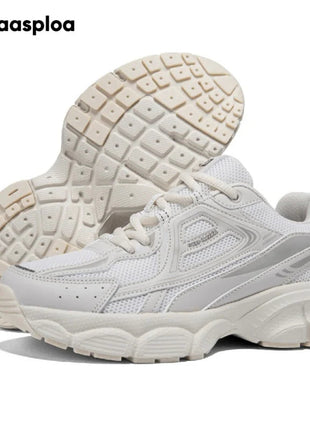 Baasploa Women Running Shoes Lightweight Breathable Sport Shoes Female Comfort White Casual Sneakers Height Increase Cushioning PlatiNum