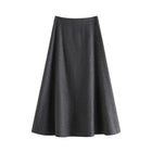 FSLE Office Lady Wool High Waisted A-line Skirt for Women Thickened Medium Length 2024 Winter New Women Casual Skirts 24FS14642 PlatiNum