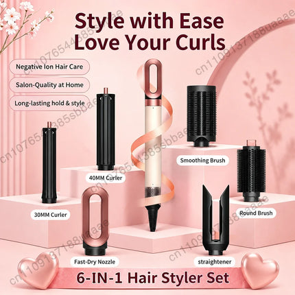 6-in-1 multifunction hair dryer, 110,000 RPM high-speed hair care ionic hair dryer quick drying, automatic curling styling tool