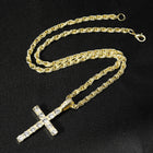 Hip Hop Iced Out Cross Pendant Necklace Strap 4mm Zircon Tennis Chain Men Women Sparkling Necklace Punk Jewelry Fashion Gift PlatiNum