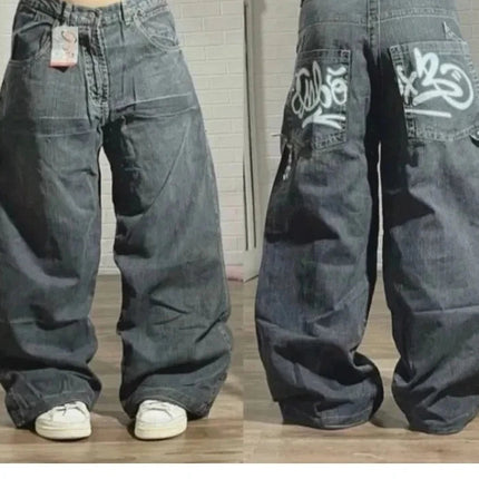Street Vintage Jeans New Y2K Harajuku Wash Blue Multiple pockets Baggy Jeans Denim Pants Mens Womens High Waist Wide Trousers PlatiNum