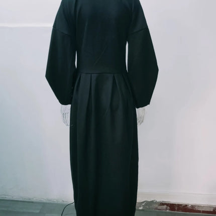 European American Retro Court Style Wool Coat, Long Length with Big Lapel & Lantern Sleeves, New Autumn Winter Outerwear