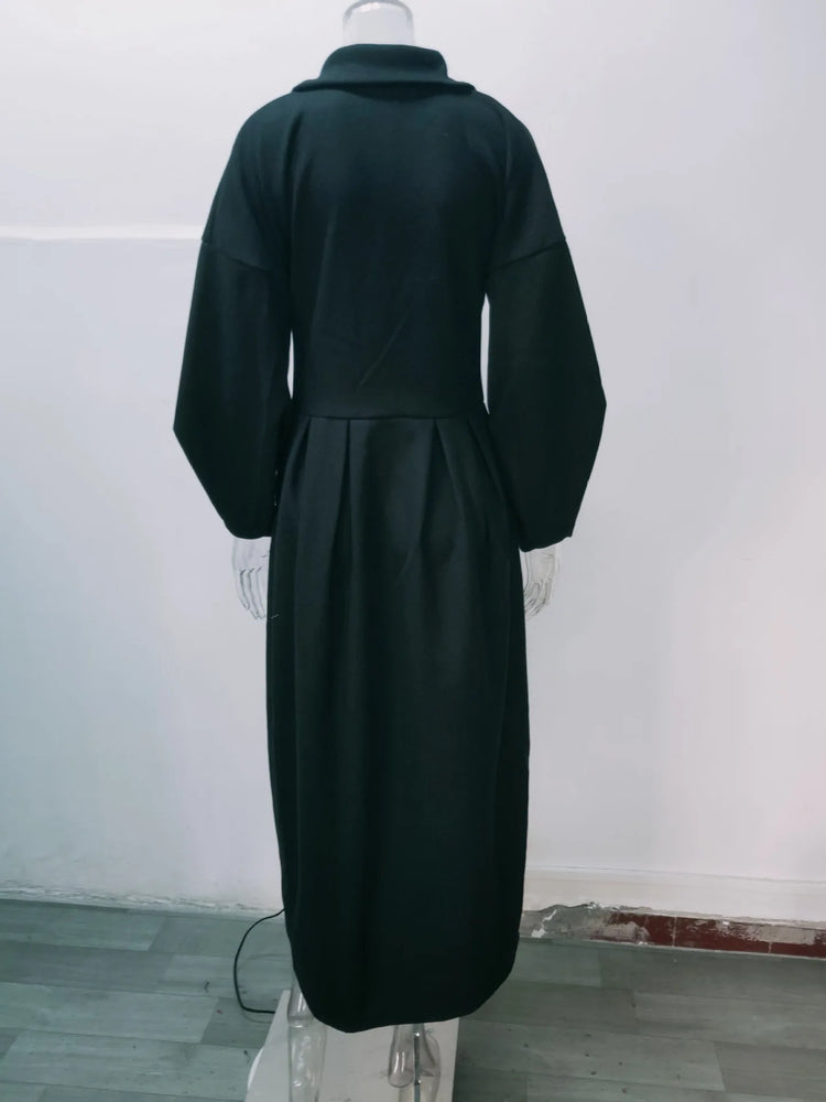 European American Retro Court Style Wool Coat, Long Length with Big Lapel & Lantern Sleeves, New Autumn Winter Outerwear