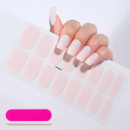UV Semi-Cured Gel Nail Wraps Stickers Strips French Long Lasting Full Cover LED Gel Semi Cured Nail Sliders For Nail Extension &