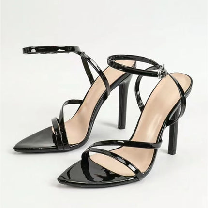 Hlieny 2026 New Women's Sandals Ankle Buckle Strap Summer Fashion Party Pointed Toe Thin High Heels Ladies Banquet Shoes