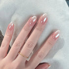 24pcs Pink Flower Almond Press on Nails Kawaii False Nails Wearable Stick-on Nails Fake Nail Uñas Postizas Накладные Ногти 네일팁
