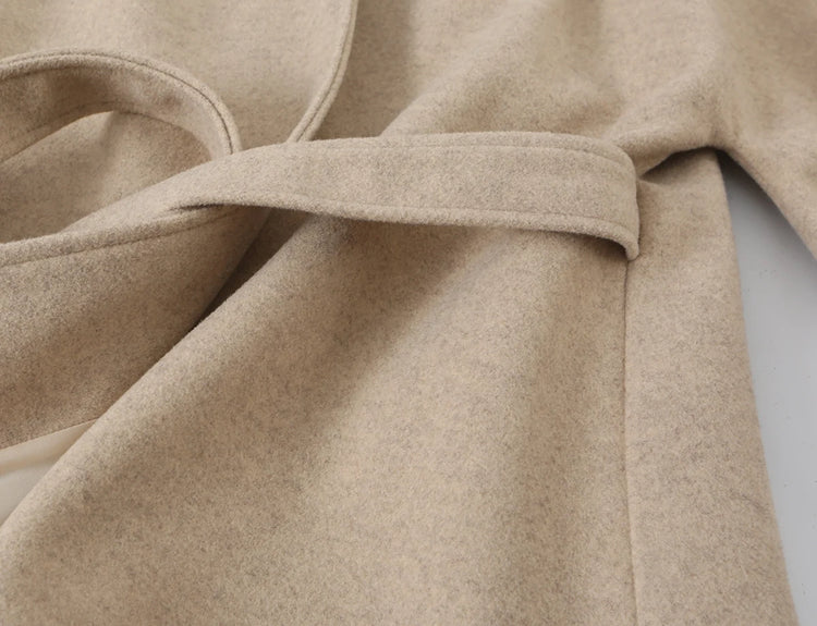 Women Fall Winter Elegant Blended Belt Coat Cape Style Stand-Collar Cloak Coat KONDALA 2026 Trendy Vintage Casual Chic Lady Coat