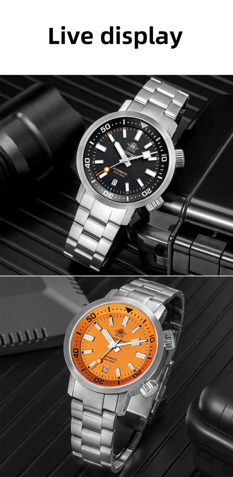ADDIESDIVE Watch Men 42mm Sapphire 8215 Mechanical Wristwatch Transparent Back Cover 20Bar Waterproof Luminous Automatic Watch