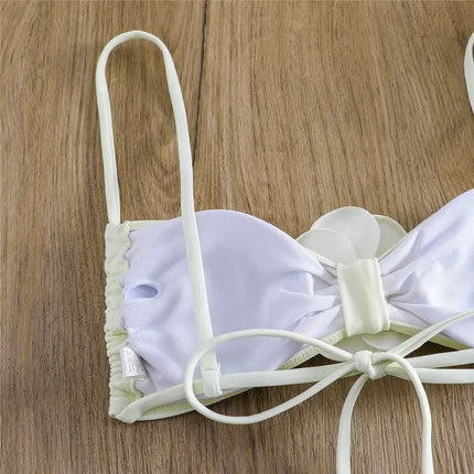 Costume da Bagno Sexy con Fiori e Fascia, Bikini a Perizoma 2025, Costumi da Bagno Donna con Lacci, Set Bikini Brasiliano, Biquini Mujer platinumshop