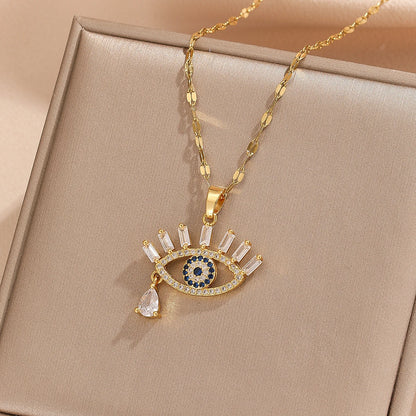 1 pezzo di collana cava con occhio del diavolo con zirconi colorati micro-intarsiati, gioielli eleganti e semplici, regalo per gli amici