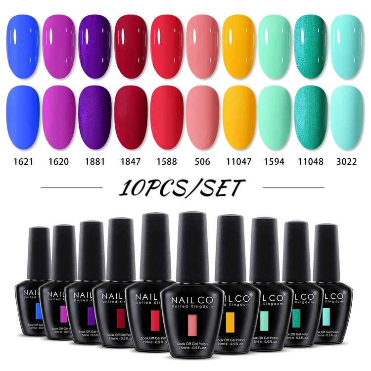 NAILCO 15ml Green Blue Series UV Nail Gel Polish Blue Colors UV&LED Gel Varnish Red Soak Off Semi Permanent LED Nail Gel Varnish