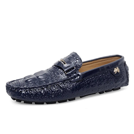 Scarpe Slip-On da Uomo in Pelle di Coccodrillo di Lusso, Scarpe Casual Primaverili ed Estive per la Guida, Stile Coppia, Taglio Basso, Suola in Gomma Traspirante