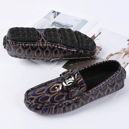 Mocassini da Uomo con Motivi Testurizzati, Calzature Casual Slip-On per Uso Quotidiano, Calzature Resistenti all'Usura e Robuste per Uomo