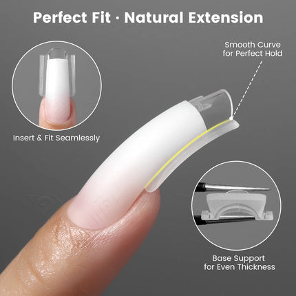 Original YOKEFELLOW Sandwich Dual Nail Form Short Stiletto Nail Extension Form 240pcs Top Form Bottom Form For Quick Nail Extensions IM222