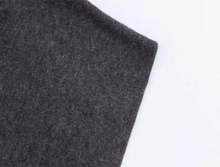 Asymmetric Knit Poncho Cape Loose Solid Color Minimalist Warm Shawl Wrap Outerwear Commuter High Street Pullover 202606H