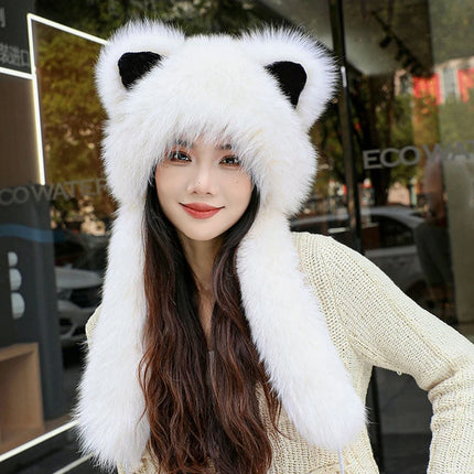 Women's Winter Hats Fox Fur Flight Hats Ushanka Hats For Women Winter Outdoor Windproof And Warm Plush Outdoor Hats For Skiing