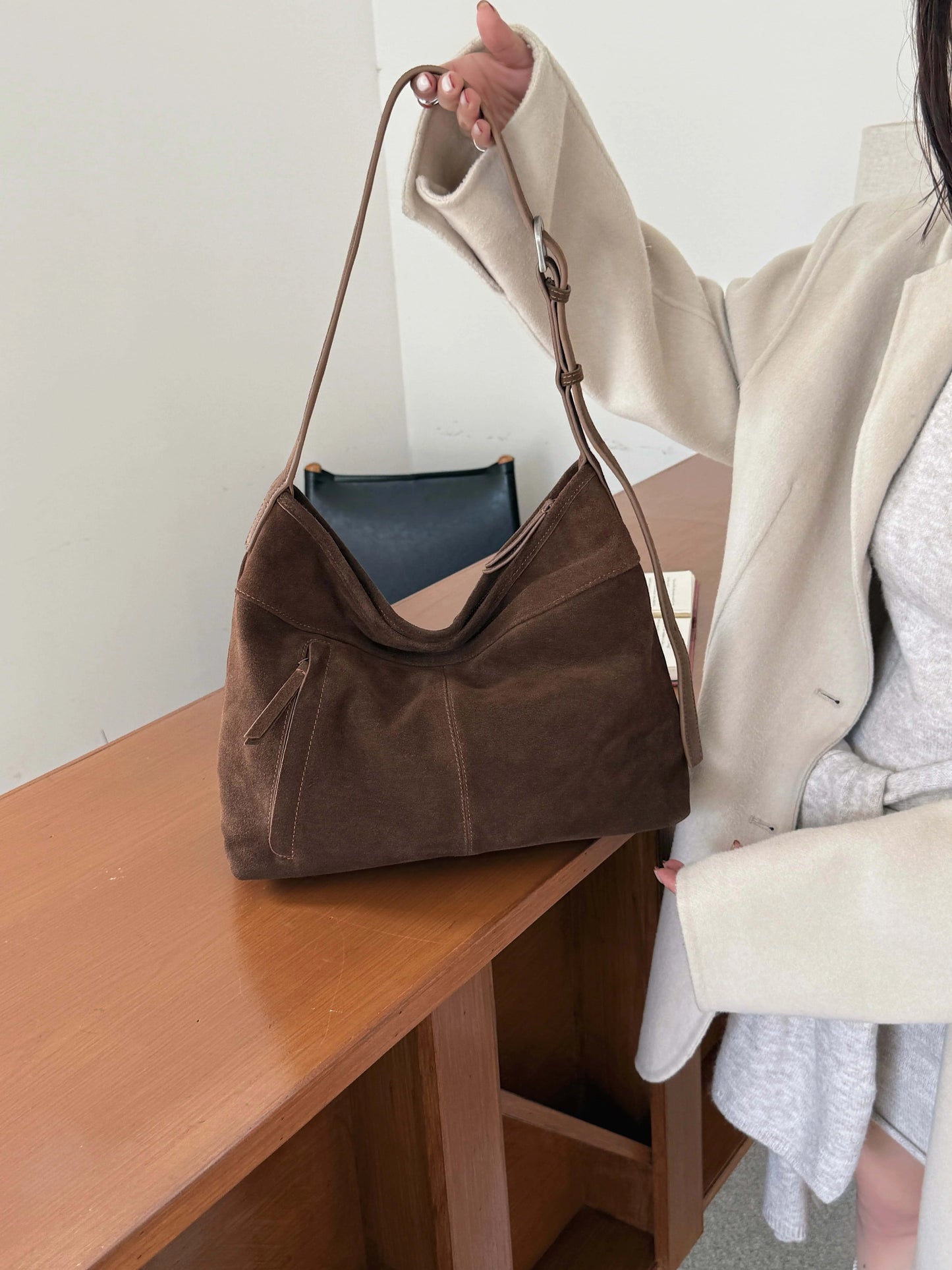 Motingsome Natural Soft Suede Woman Bags Large Capacity Handbag Big Underarm Messenger Bag Shoulder Purse Casual Tote 2025 New