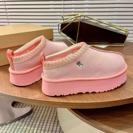 Tasman Winter Warm Wool Women's Tazz Classic Ultra Mini Platform Slippers Thick Sole Genuine Leather And Fur Snow Boots