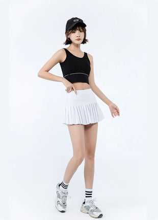 fashionable summer sports shorts women's pleated skirt anti-glare short skirt breathable tennis skirt for outdoor fitness