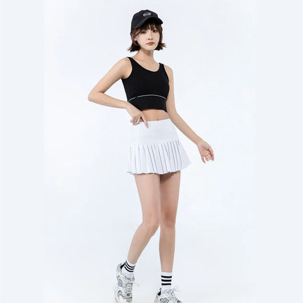 Modische Sommer-Sportshorts Damen Faltenrock Kurzer Rock Blendschutz Atmungsaktiver Tennisrock für Outdoor-Fitness
