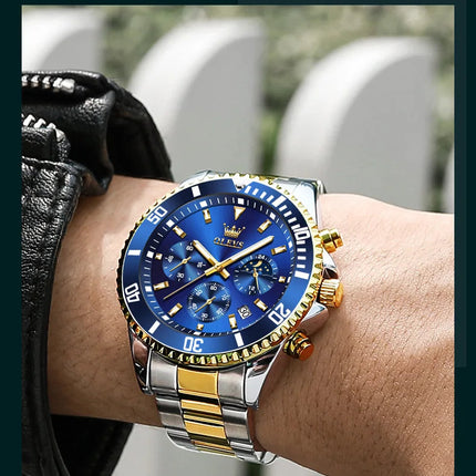 OLEVS Orologi da uomo Orologio di lusso delle migliori marche da uomo Cronografo originale impermeabile in acciaio inossidabile Fasi lunari Data Quadrante Rota platinumshop