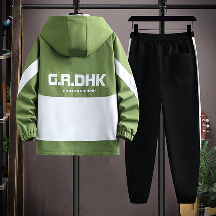Casual 2-Piece Men's Sets Spring Autumn Streetwear Hooded Jackets & Jogger Tracksuits Outdoor Coats And Drawstring Pant Clothing