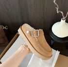 2026 New Vintage Belt Buckle Thick-soled Padded Men's and Women's Cotton Shoes Fashionable Half-trimmed Cotton Boots