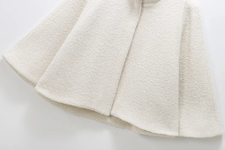 HH Women's 2025 New Solid Wool Blended Stand Collar Concealed Button Cape Jacket Female Fashion Versatile Temperament Jacket