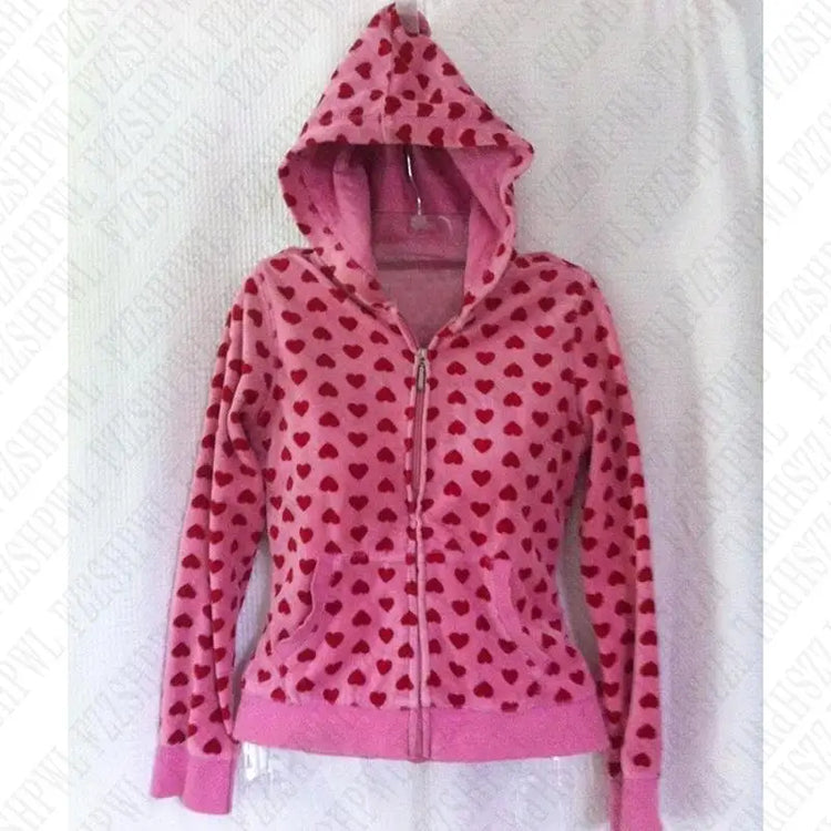 Y2k Women Harajuku Aesthetic Kawaii Cute Hoodies Clothes Graphic Hip Hop Punk Gothic Zip Up Hoodies Casual Streetwear EMO Girl