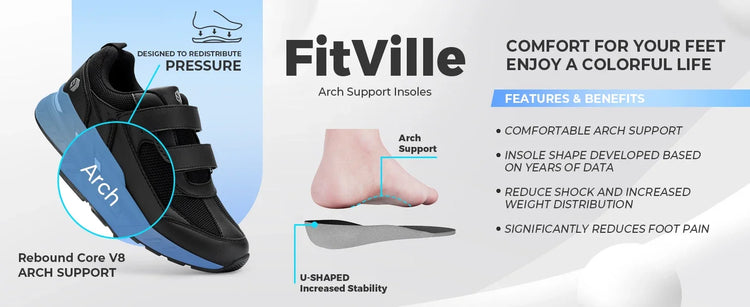 Scarpe da ginnastica FitVille da uomo a punta larga, basse, antiscivolo, leggere, per piedi gonfi, con supporto per l'arco plantare