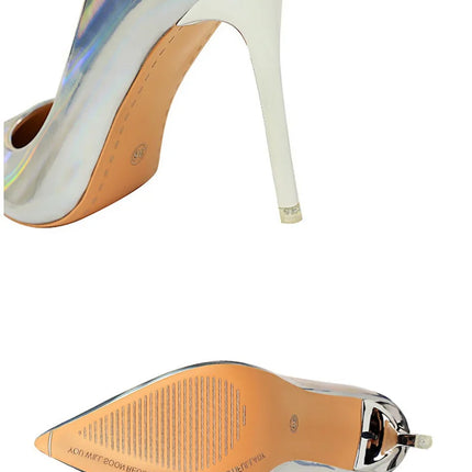 Tacchi alti da donna Blu Verde Décolleté di San Valentino Lusso lucido Stiletto Matrimonio Nuziale Discoteca Moda Semplice Colore solido 1829-2