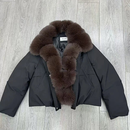 ZADORIN 2026 Detachable Faux Fur Collar Short Parka Winter Jackets Women Elegant Loose Cotton Padded Outerwear Warm Women Coats