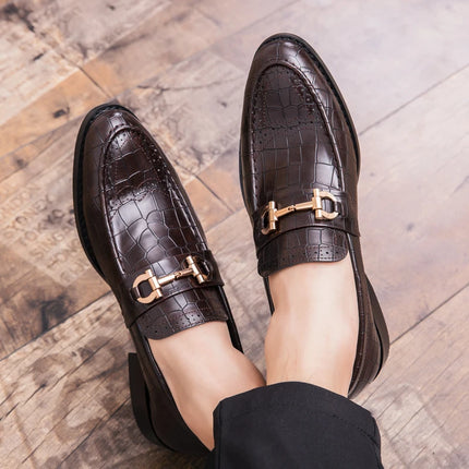 Scarpe Casual in Pelle da Uomo, Mocassini di Design con Fibbia Metallica, Scarpe Eleganti da Uomo per Affari, Nuove Scarpe di Lusso in Pelle