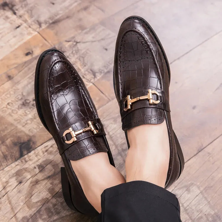 Scarpe Casual in Pelle da Uomo, Mocassini di Design con Fibbia Metallica, Scarpe Eleganti da Uomo per Affari, Nuove Scarpe di Lusso in Pelle