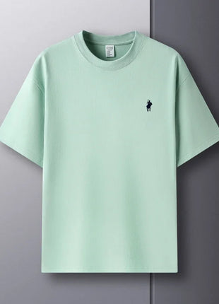 T-shirt homme col rond manches courtes 100 % pur coton, vente chaude, marque de luxe, été, broderie exquise, poney, haut respirant