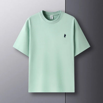 Men's Round Neck Short Sleeve 100% Pure Cotton T-shirt Hot Sale Luxury Brand Summer Exquisite Embroidery Pony Breathable Top