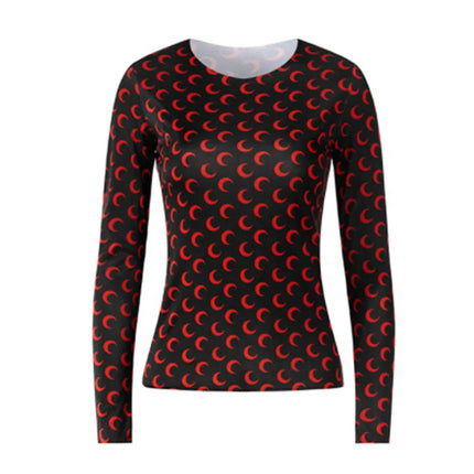 Nuova Maglietta Donna in Rete Stampata, Moda Primavera-Autunno, Casual a Maniche Lunghe, Protezione Solare, Strato Interno in Seta Ghiacciata
