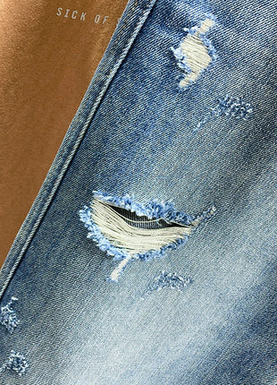 Ripped Jeans Men New Personality Fashion Vintage Blue Streetwear Baggy Denim Pants Casual Tapered Hole Frayed Trousers Male PlatiNum