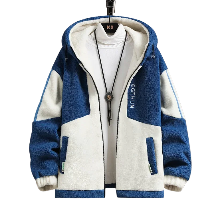 Men's Outdoor Casual Hooded Jacket Men's Autumn and Winter Fashionable Warm and Cold Resistant Full Zipper Loose Jacket Jacket