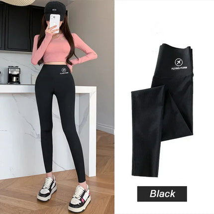 M-XL Shark pants women wear spring  autumn winter thin high-waisted belly lift hip yoga tights small feet black leggings PlatiNum