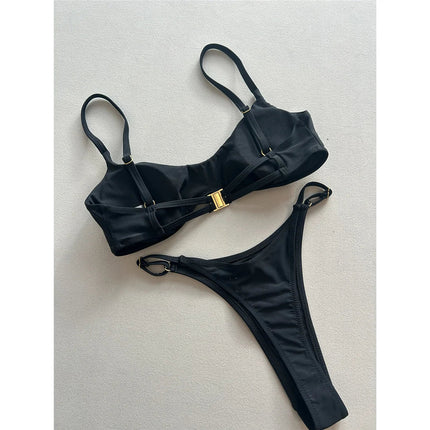 Anello in metallo Mini Micro perizoma Bikini Donna Costumi da bagno Costume da bagno femminile Bikini a due pezzi Costume da bagno imbottito Costume da bagno V7513 platinumshop