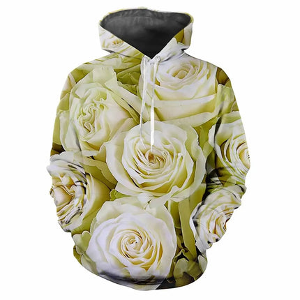 New Flower Fun 3D Harajuku Printing Street Fashion Avant-garde Men's And Women's Soft Comfortable Trend Rose Party Hoodie Top