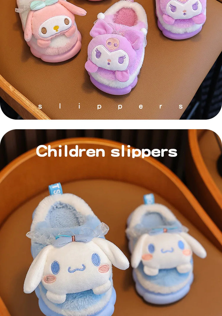 Winter Family Plush Slippers, Parent-Child Match Cartoon Indoor Home Shoes, Cozy Cotton-Lined Non-Slip Slides for All Ages