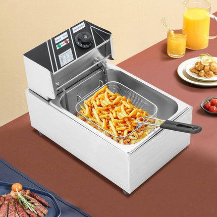 EF-81 220V 2500W Euro Plug 6L Singolo Cilindro Forno per Alimenti Commerciale Friggitrice Per Fare Patatine Pollo Fritto Pollo