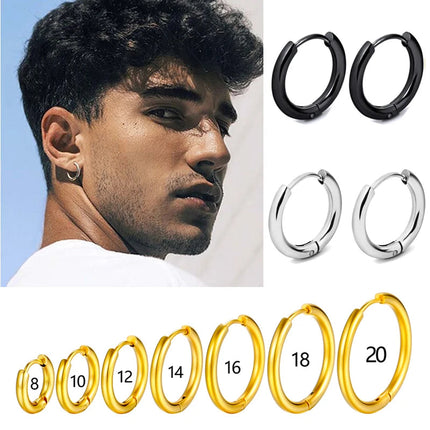 1 Pair Stainless Steel Hoop Earrings Women Men Gold Color Small Earrings Girl Jewelry Pendientes Mujer Aretes Cartilage Piercing PlatiNum