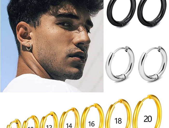 1 Pair Stainless Steel Hoop Earrings Women Men Gold Color Small Earrings Girl Jewelry Pendientes Mujer Aretes Cartilage Piercing PlatiNum