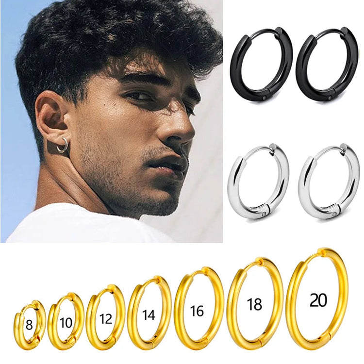 1 Pair Stainless Steel Hoop Earrings Women Men Gold Color Small Earrings Girl Jewelry Pendientes Mujer Aretes Cartilage Piercing PlatiNum