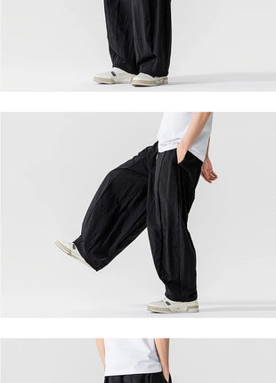 Pantaloni Uomo Nuova Estate Pantaloni larghi leggeri e sottili in vita elastica Sport all'aria aperta maschili Pantaloni larghi casual oversize da uomo Streetwear