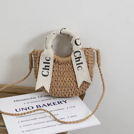 Woven Rattan Beach Bag, Women's Summer Bag, Shoulder Bag, Basket Bag, Single Shoulder Bag, Soft Polyester Material